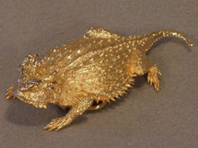 (image for) Texas Horned Lizard Gold Plated Belt Buckle - Click Image to Close